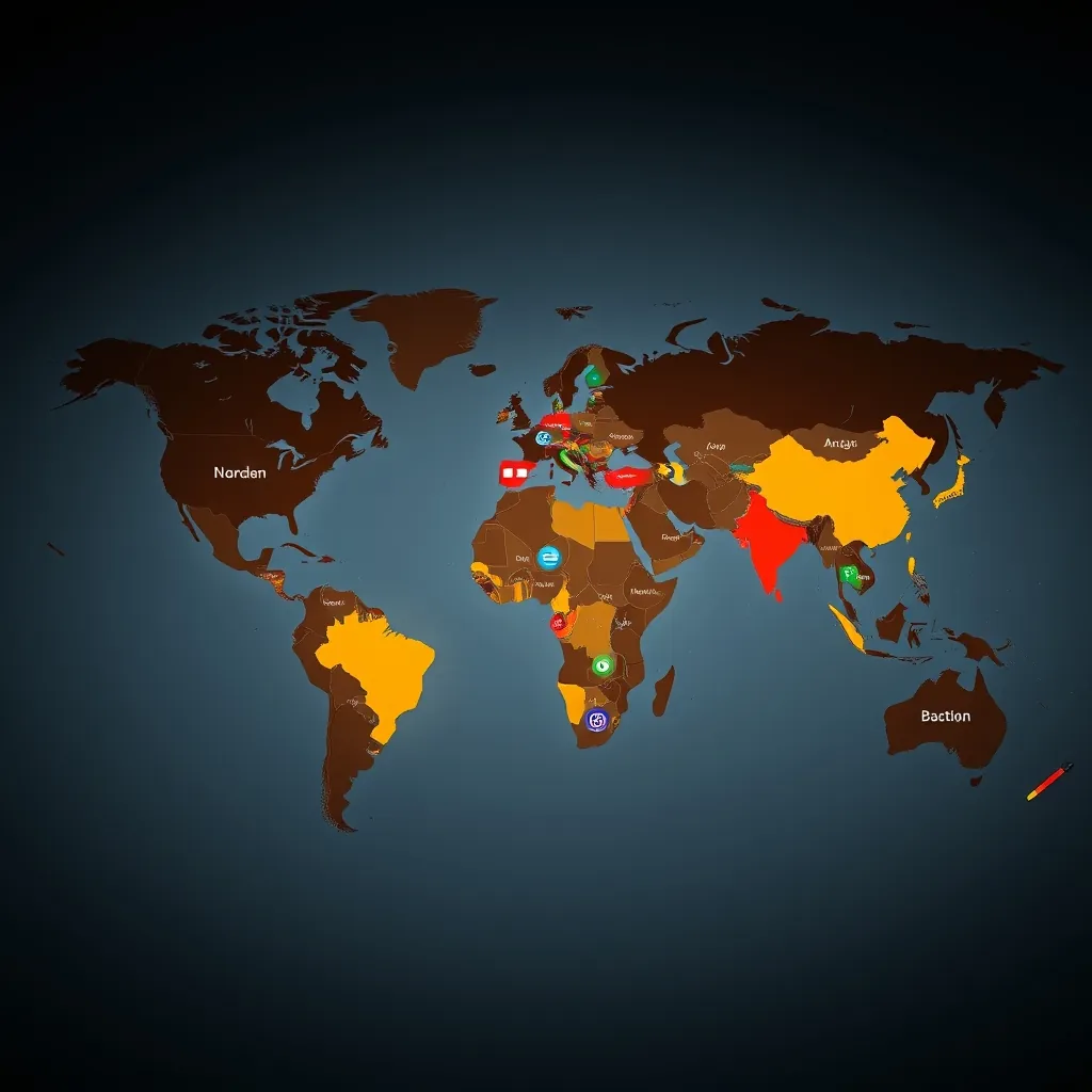 World map showing regional preferences for programming languages in 2026 World map showing regional preferences for programming languages in 2026