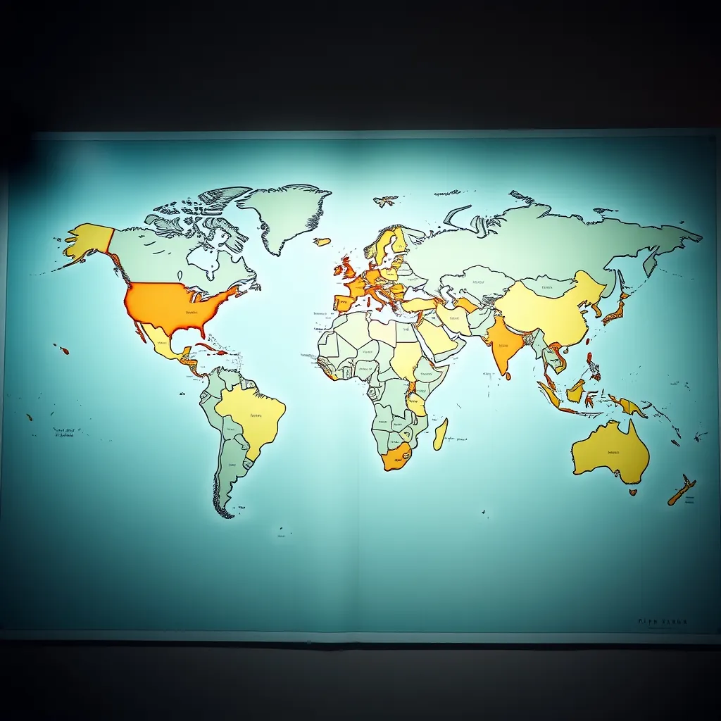 Bản đồ thế giới với các múi giờ được làm nổi bật World map time