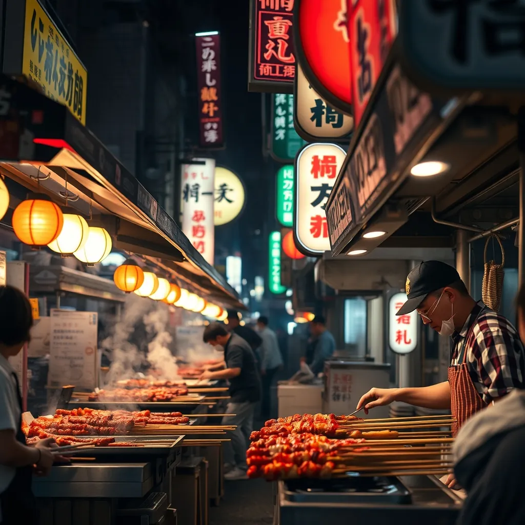 屋台文化が栄える福岡・中洲の夜の風景