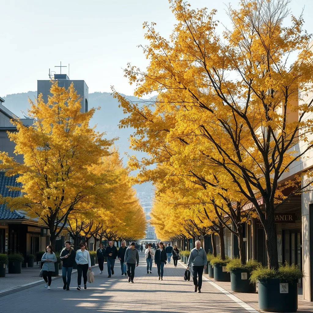仙台・定禅寺通のケヤキ並木、秋の絶景