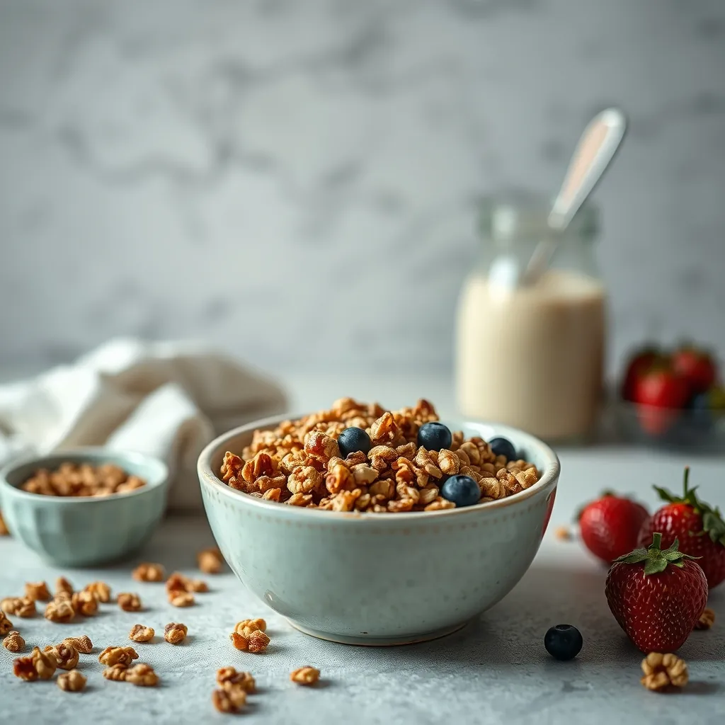 Bữa sáng healthy với granola tự làm. Bữa sáng healthy với granola tự làm.