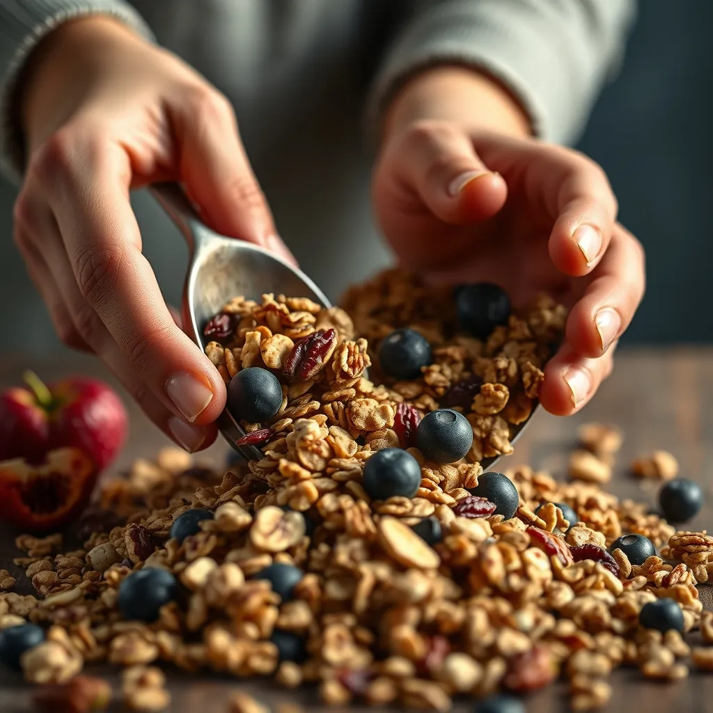 Tùy chỉnh granola với các loại hạt và trái cây khô. Tùy chỉnh granola với các loại hạt và trái cây khô.