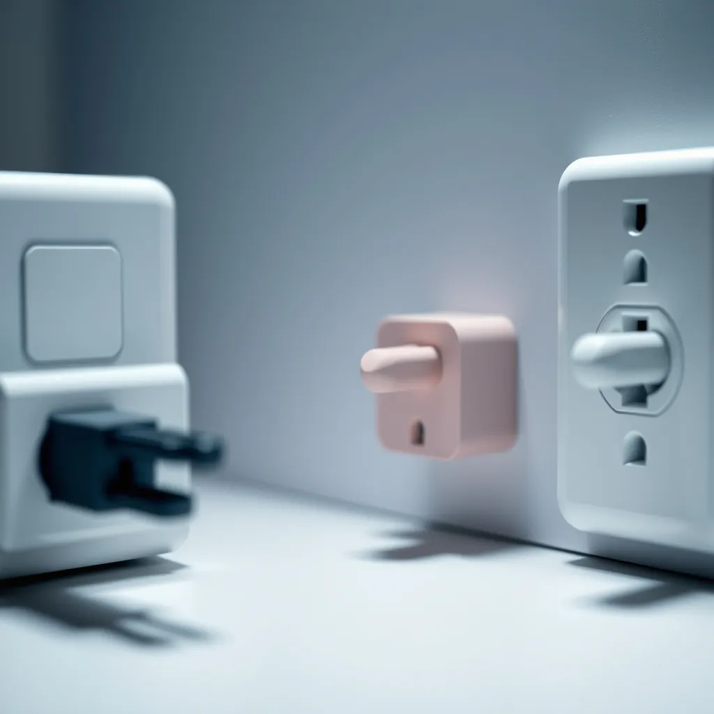 Variety of smart plugs controlling different household devices Variety of smart plugs controlling different household devices